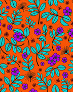 Vibrant Purple Floral Turquoise Leaf Rug