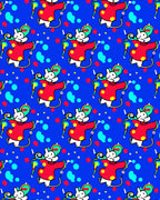 Playful Red Mouse Colorful Confetti Blue Rug