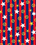 Red Blue Stripe Star Peace Symbol Rug