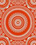 Vibrant Orange Circular Medallion Art Rug