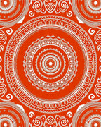 Vibrant Orange Circular Medallion Art Rug