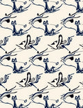 Dark Blue Abstract Whimsical Birds Rug