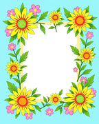 Yellow Sunflower Pink Daisy Garden Border Rug