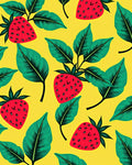 Vibrant Red Strawberry Tropical Foliage Rug