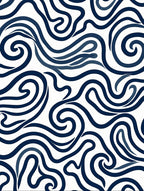 Navy Swirl Abstract Line Rug