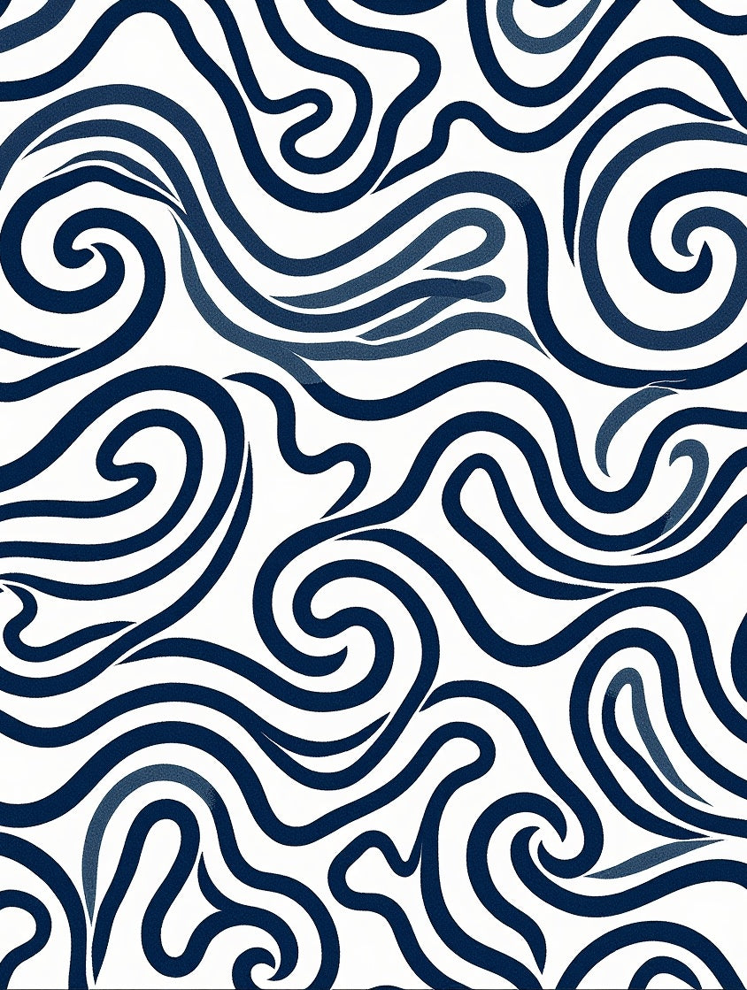 Navy Swirl Abstract Line Rug