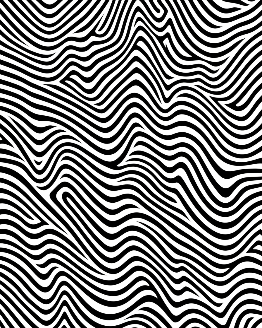 Abstract Black White Wavy Stripe Rug