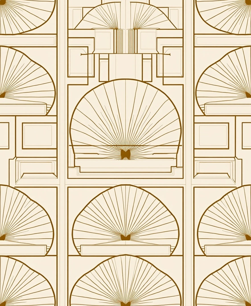 Cream Art Deco Fan Panels Rug