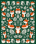 Forest Friends Fox And Leaf Repeating Design Rug