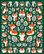 Forest Friends Fox And Leaf Repeating Design Rug