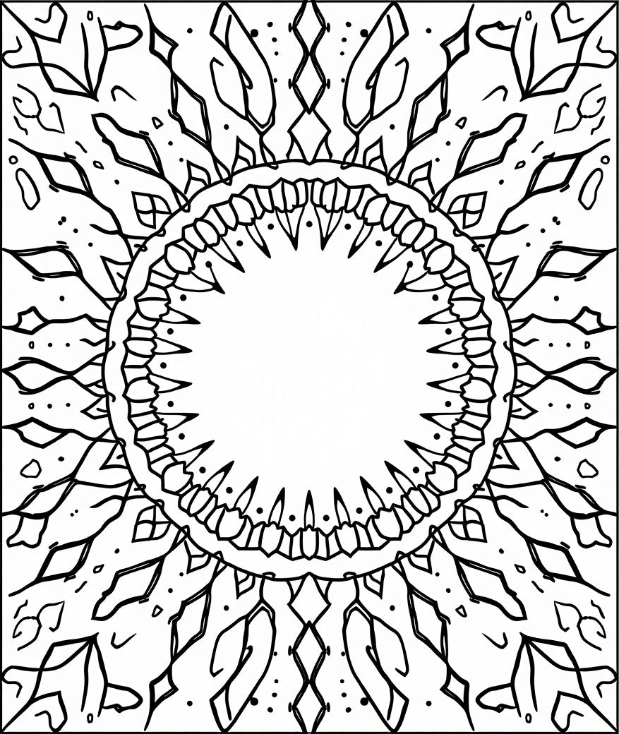 Bold Black Sunburst Geometric Mandala Rug