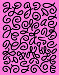 Bright Pink Curlicue Script Collage Rug