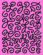 Bright Pink Curlicue Script Collage Rug