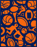 Orange Figure Blue Sports Collage Rug