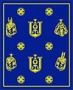 Royal Blue Yellow Crests And Orbs Rug