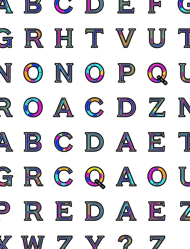 Vibrant Alphabet Gradient Block Rug