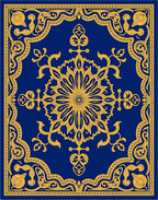 Opulent Blue Golden Bloom Mandala Rug