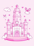 Pink Castle Hearts and Clouds Rug