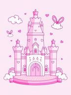 Pink Castle Hearts and Clouds Rug