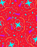 Retro Red Confetti Star Burst Rug