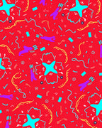 Retro Red Confetti Star Burst Rug