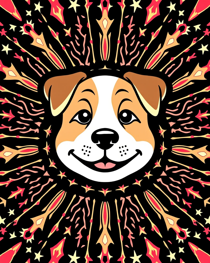 Vibrant Dog Starburst Radiant Rug