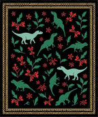 Durable Dinosaurs Red Floral Black Rug