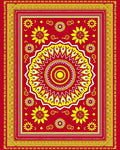 Red Yellow Sunburst Medallion Floral Rug