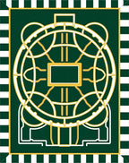 Emerald Green Golden Orb Geometric Rug