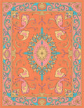 Vibrant Orange Floral Swirl Garden Rug