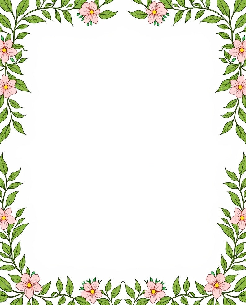 Blush Pink Floral Vine Border Rug
