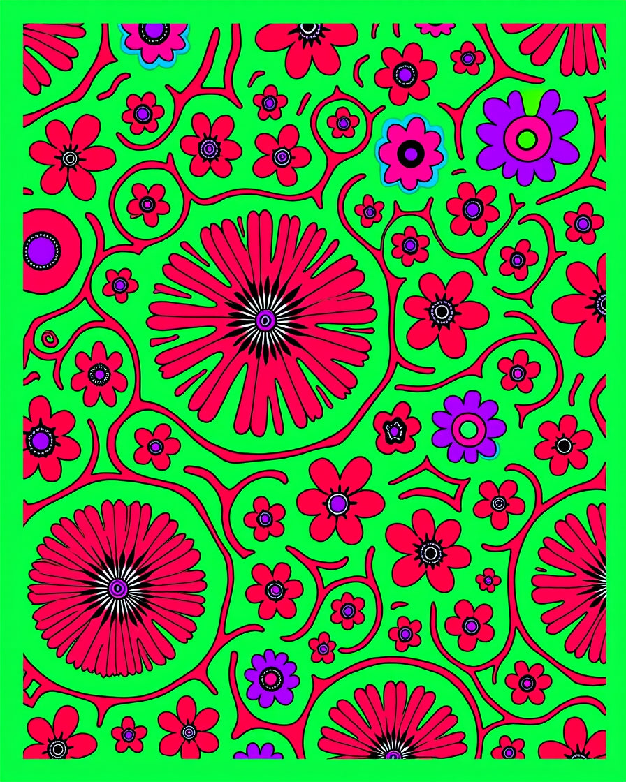 Retro Magenta Floral Vine Rug