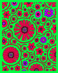 Retro Magenta Floral Vine Rug
