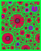 Retro Magenta Floral Vine Rug