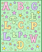 Pastel Alphabet Stars and Swirls Rug