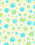 Blue Paw Prints Yellow Stars Rug