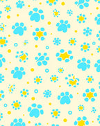 Blue Paw Prints Yellow Stars Rug