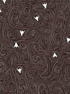 Dark Brown Swirling White Figures Rug