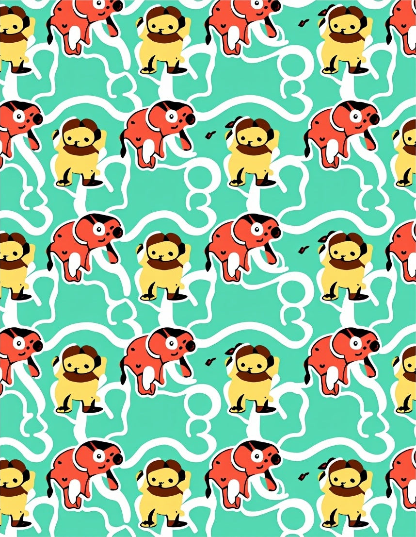 Playful Red Elephant Yellow Animal Zoo Rug