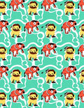 Playful Red Elephant Yellow Animal Zoo Rug
