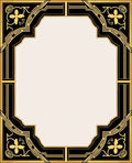 Art Deco Black Gold Floral Frame Rug
