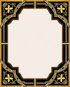 Art Deco Black Gold Floral Frame Rug