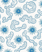 Azure Blossom Cloud Swirls Rug