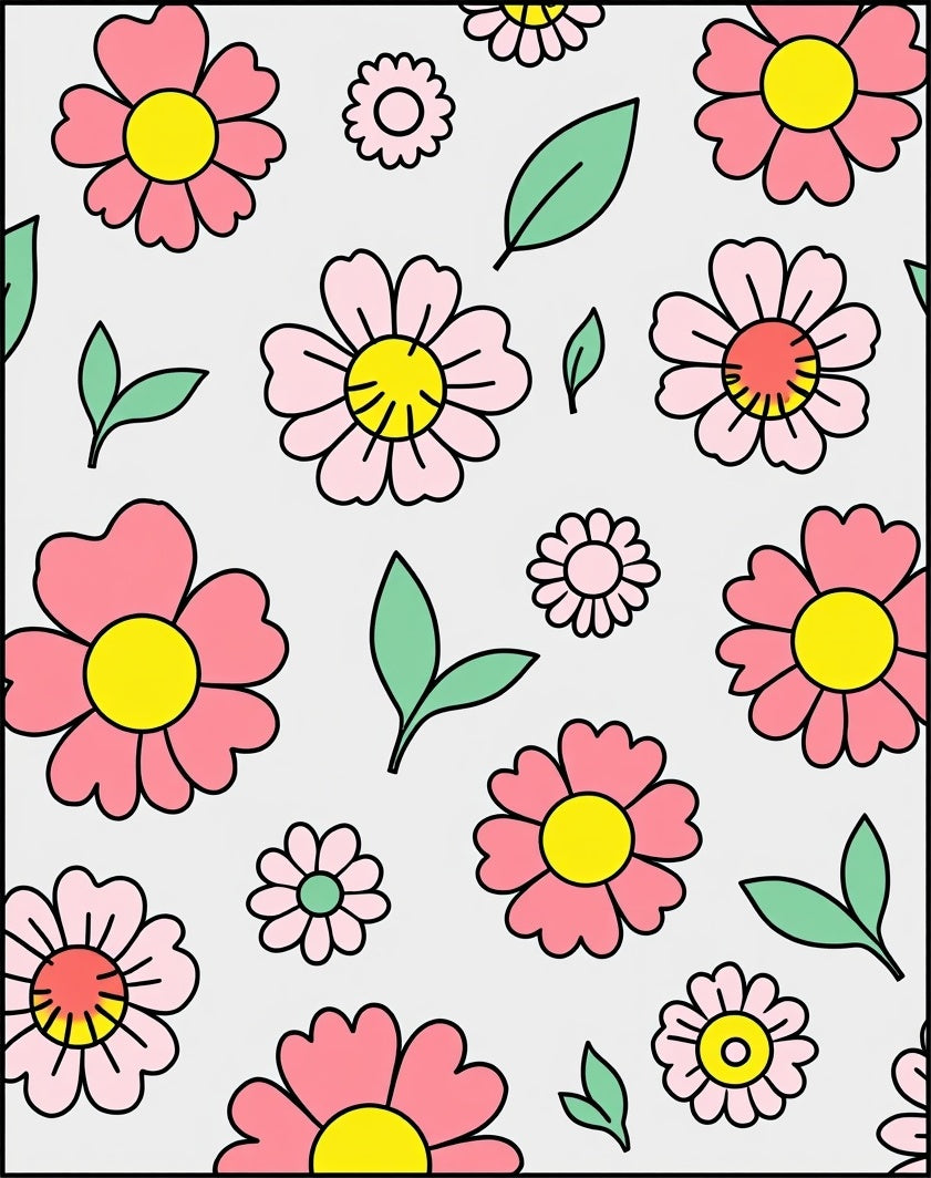 Retro Pink Daisy Floral Garden Rug