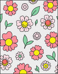 Retro Pink Daisy Floral Garden Rug