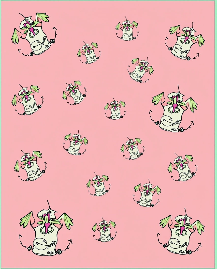 Pink Pastel Flying Character Whimsy Scatter Rug