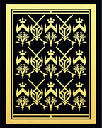 Regal Black Gold Heraldic Ornament Rug
