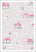 Pink Village Maze Abstract Rug