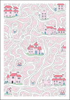 Pink Village Maze Abstract Rug