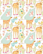 Pastel Giraffe Abstract Collage Rug